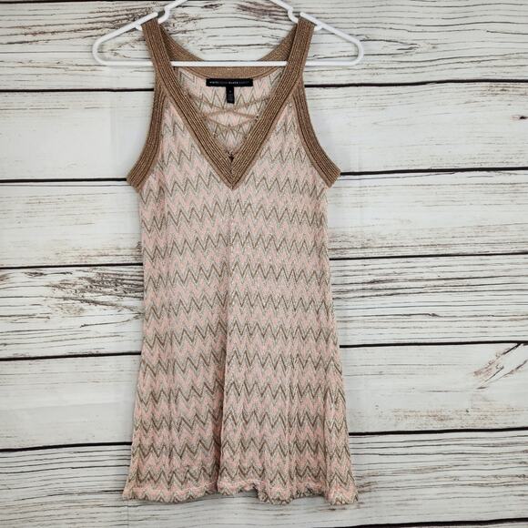 White House Black Market Women' Zig Zag Lace Up Metallic Tank Top Size Small - Picture 1 of 8